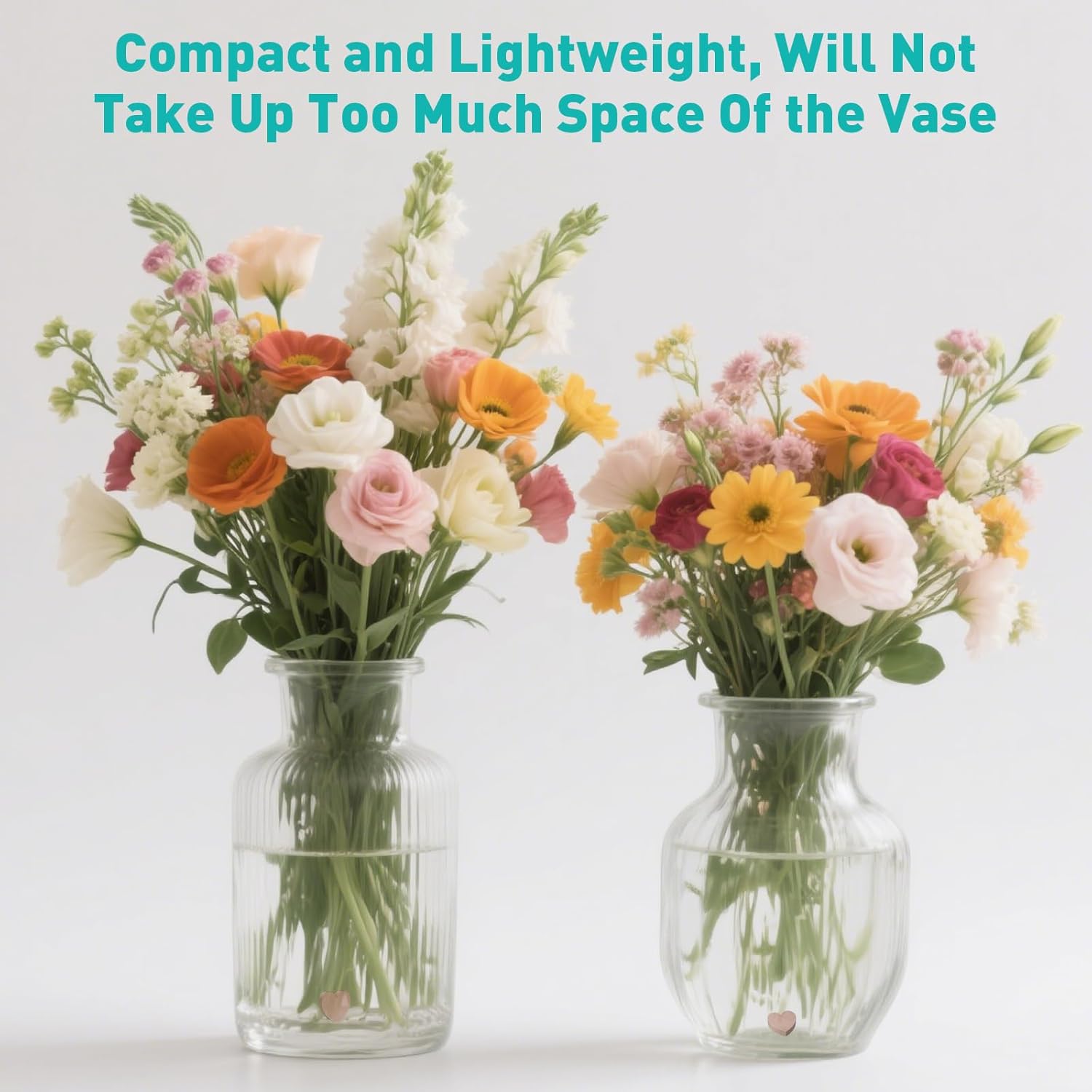 2 Pack Copper Discs for Fresh Cut Flowers, Natural Flower Food Alternative, Keeps Vase Water Clean & Clear, Reusable Vase Water Cleaner (Heart)