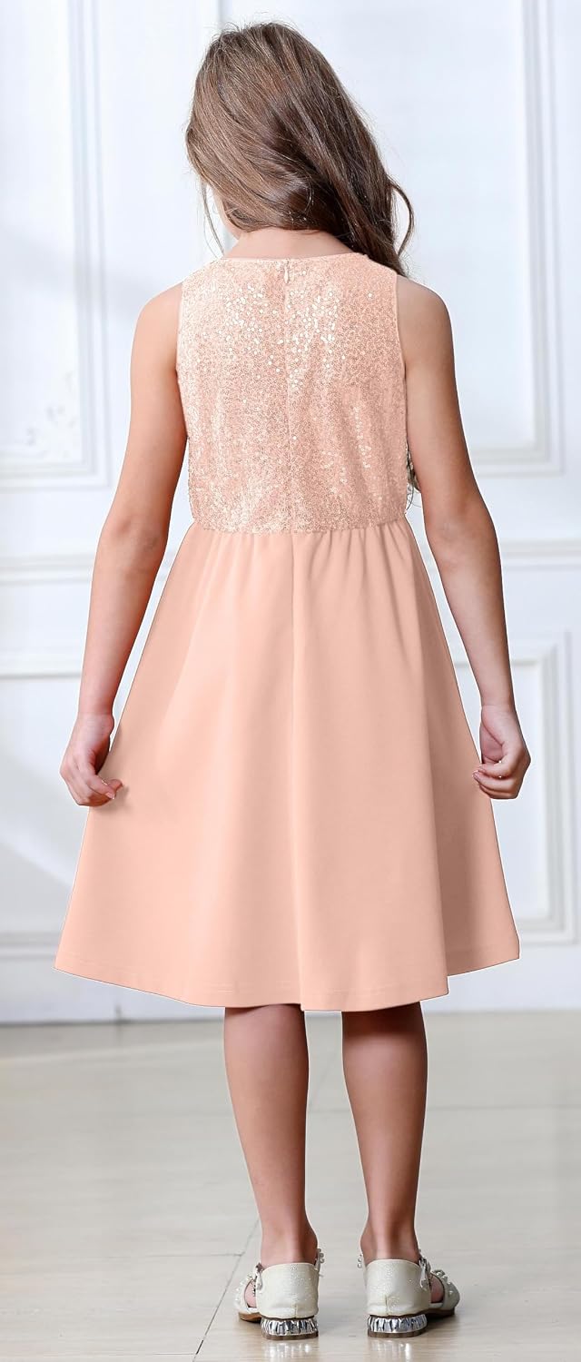 Girls Sequin Dress Kids Party Formal Dress Sleeveless Prom Sparkle Fancy Girls Pageant Dresses Size 6-13Y