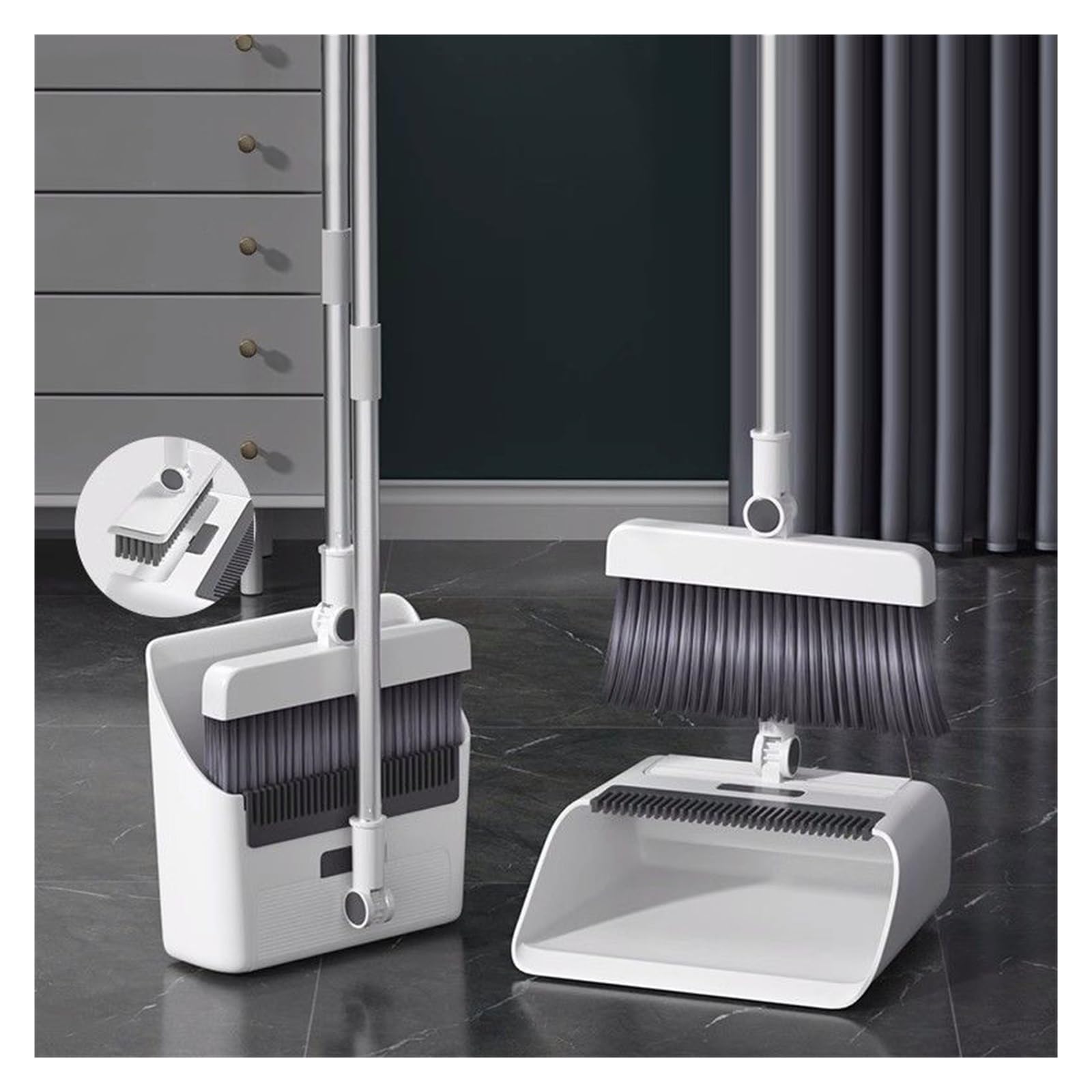 Juego de Escoba recogedora y Cepillo for Suelo 3 en 1, Suministros de Limpieza for el baño, Limpieza del hogar, escobilla de Goma Plegable, Multifuncional, for el hogar