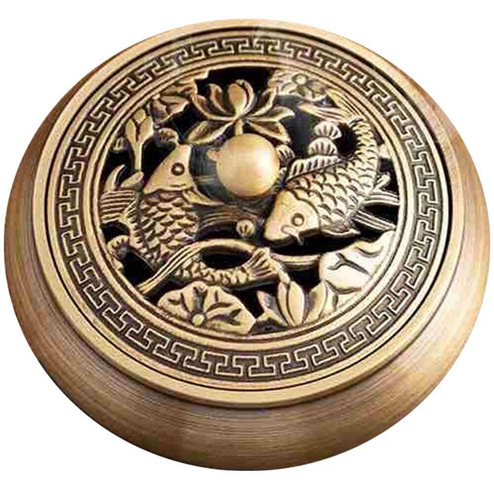 Brûleur d'encens en cuivre sculpté dragon et phénix, porte-encens rétro chic pour la maison