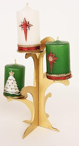 AC Quinceañeras and More 3 Velas navideñas con portavel Arbol 3 Christmas candle with wooden base disponible en Yaxa Colombia