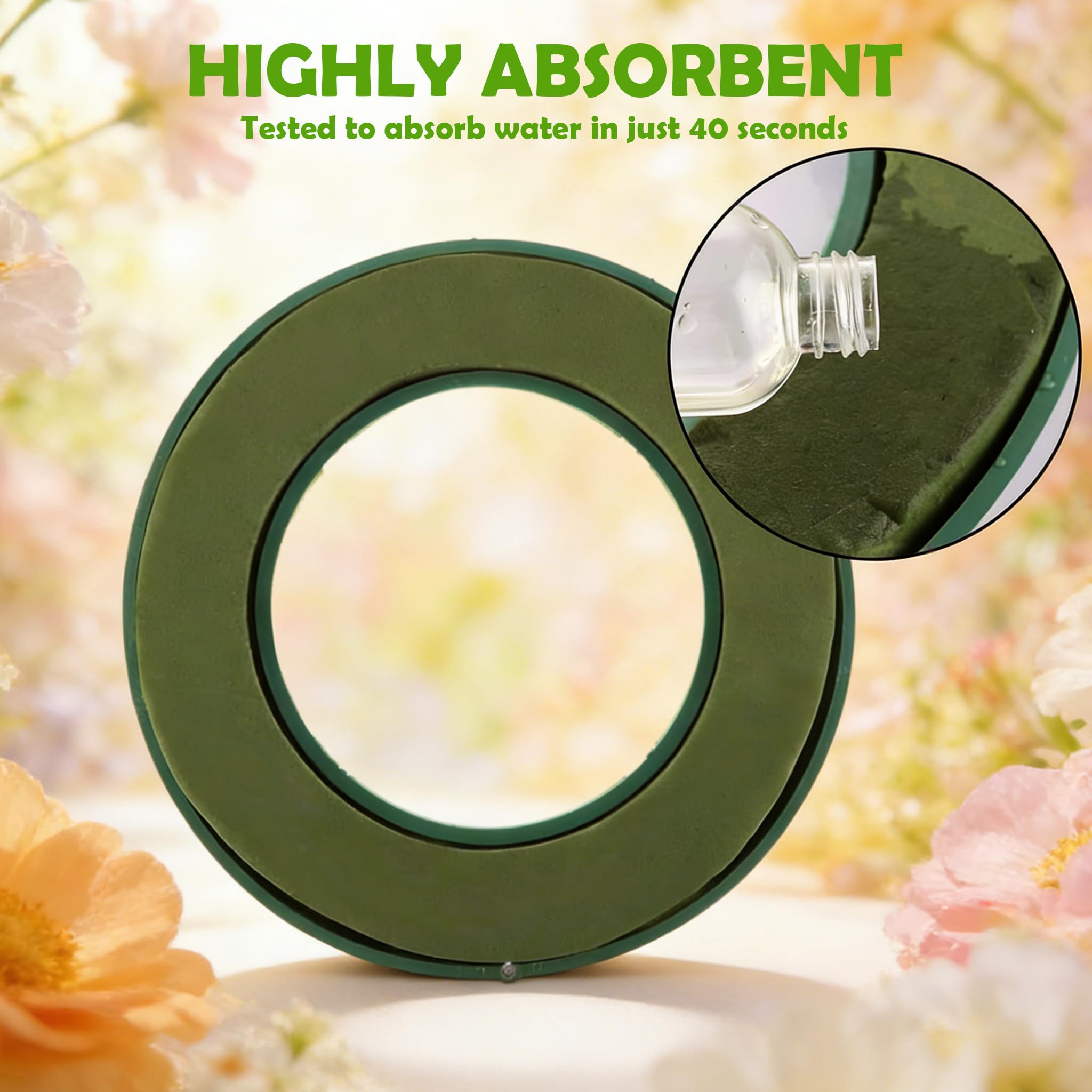 AKOLAFE 3 ghirlande di Schiuma da 30 cm, per Fiori freschi, in Schiuma di Fiori, Rotonde, per Il Fai da Te, per Matrimoni, Compleanni, Giardini, Appartamenti