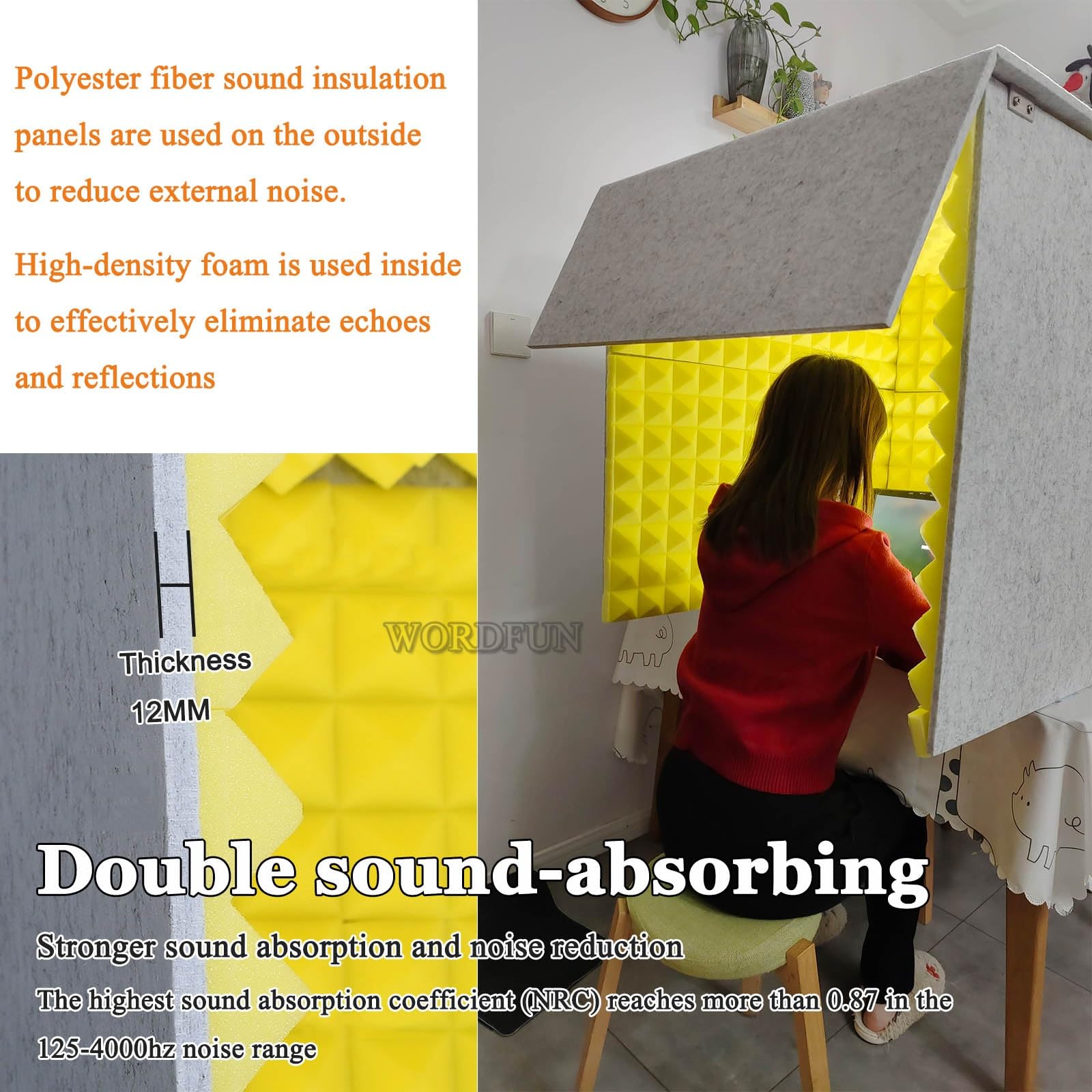 Tragbare Gesangskabine, Vocal Booth Box Akustik Shield, Aufnahmekabine, Soundkabine, Mikrofon-Isolationsschild, Windschutzscheibe, Professional Isolation Shield Recording Mit Absorbierendem Schaum