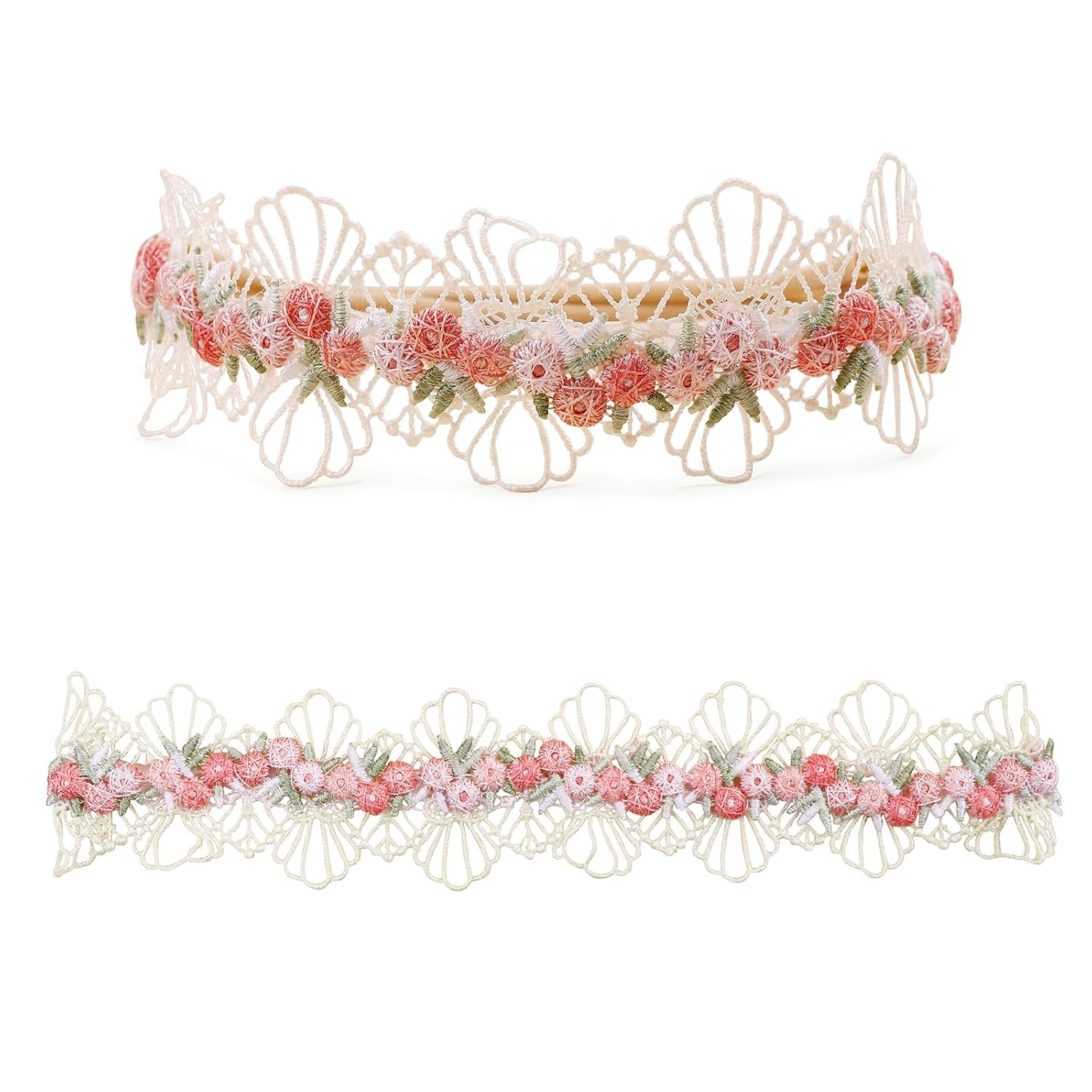 Flower Headbands and Bows for Baby Girl, Stretchy Soft Nylon Floral Crown, 3pcs Handmade Hair Accessories for Newborn Infant Toddler image 3