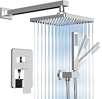 Vista 1 de Sistema de ducha tipo lluvia de alta presión de 8 pulgadas, cabezal de ducha de mano para baño, mezclador de lluvia de lujo, juego completo