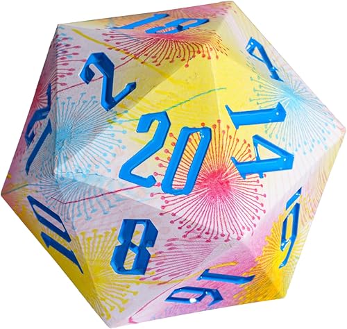 Dados D20 gigantes D20 de 2.165 in con patrón de flores de diente de león, dados poliédricos D20 de 20 tamaños DND con estuche de regalo para juegos