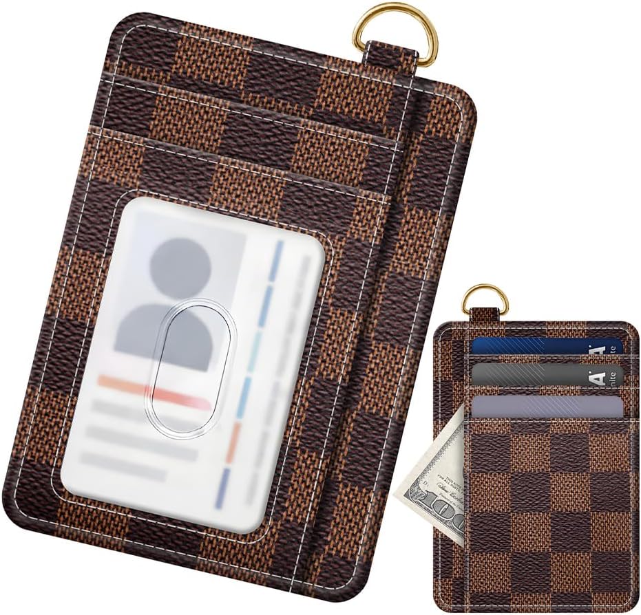 Credit Card Holder Slim Wallet, RFID Cute Wallet Front Pocket Small Card Holder Funny Travel Card Case with ID Window, Small Wallet Women Men Luxury Cute Checkerboard
