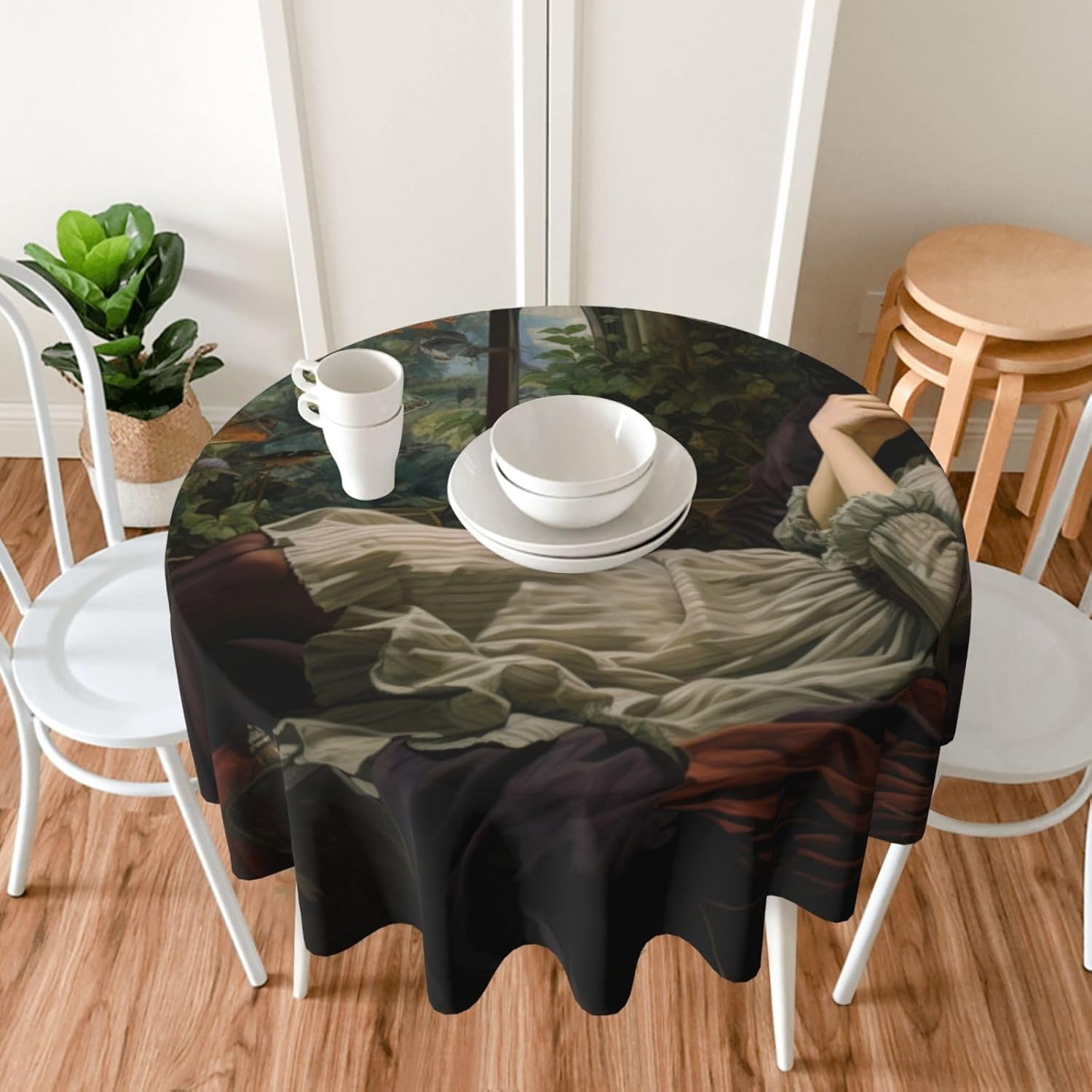 Wishing Bottle Seascape3 Print Wrinkle Free Dining Table Cover for Birthday Party Farmhouse Tablecloths Up to 60 x 60 Inches