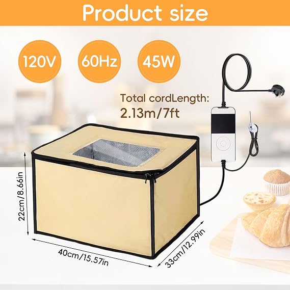 Bread Proofer with Heater, Dough Proofer with Temperature Probe and Window, Proofing Box with Timer and Temperature Control, Sourdough Starter Kit, Pizza Making Accessories