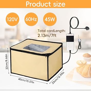Bread Proofer with Heater, Dough Proofer with Temperature Probe and Window, Proofing Box with Timer and Temperature Control, Sourdough Starter Kit, Pizza Making Accessories