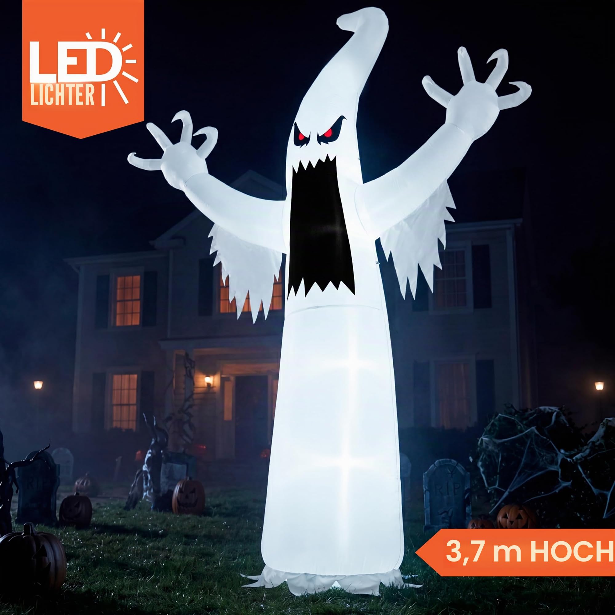 Joiedomi Halloween Aufblasbare Gruselig Geist Dekoration mit Integrierten LED für Halloween Party, Drinnen und Draußen, Hof, Garten Dekorationen
