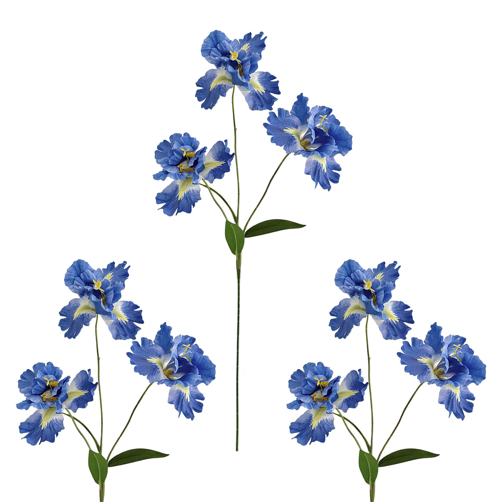 PANGBOER Of 3 Realistic Irises Flower Arrangements Artificial Silk Fade Proof Stems for Home Offices Decors
