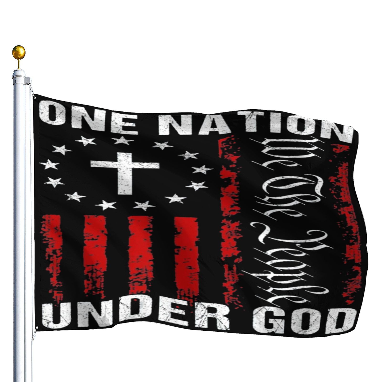 Bandera de exterior 4 de julio Una nación bajo Dios para pared y césped 90x150