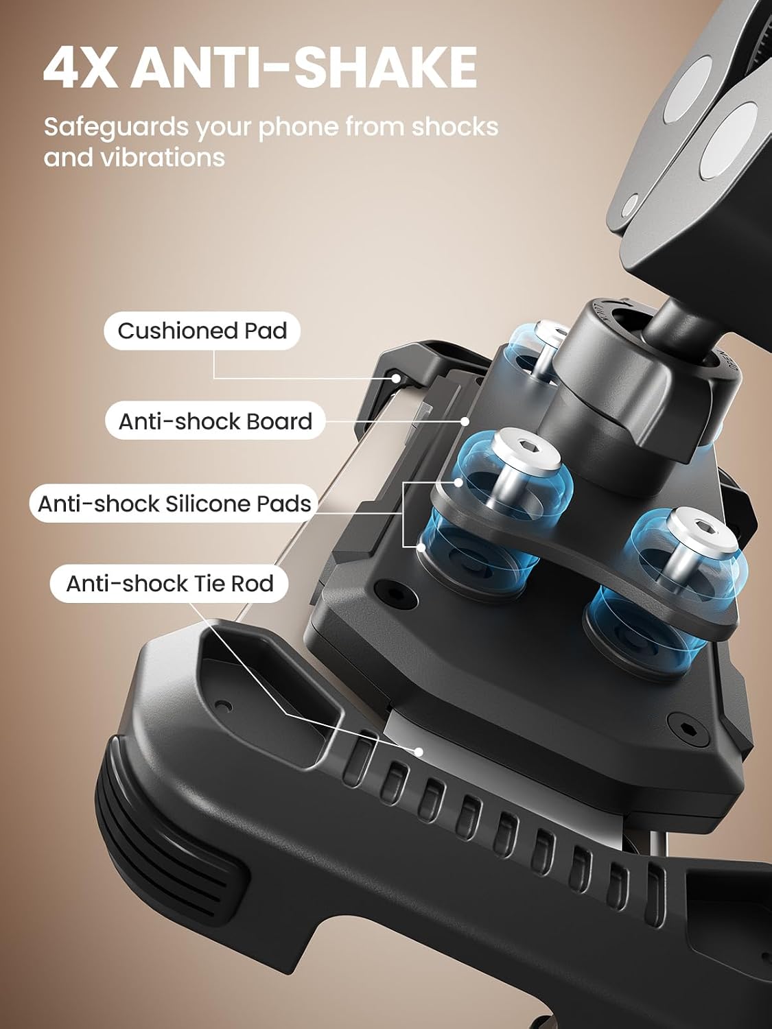 tounee Motorcycle Phone Holder Mount -Dual Vibration Dampener, Tool-Free Bike Phone Holder Handlebar Clip & Secure Lock for iPhone 16/15 Pro Max, 4.7-6.7" Phones - Black