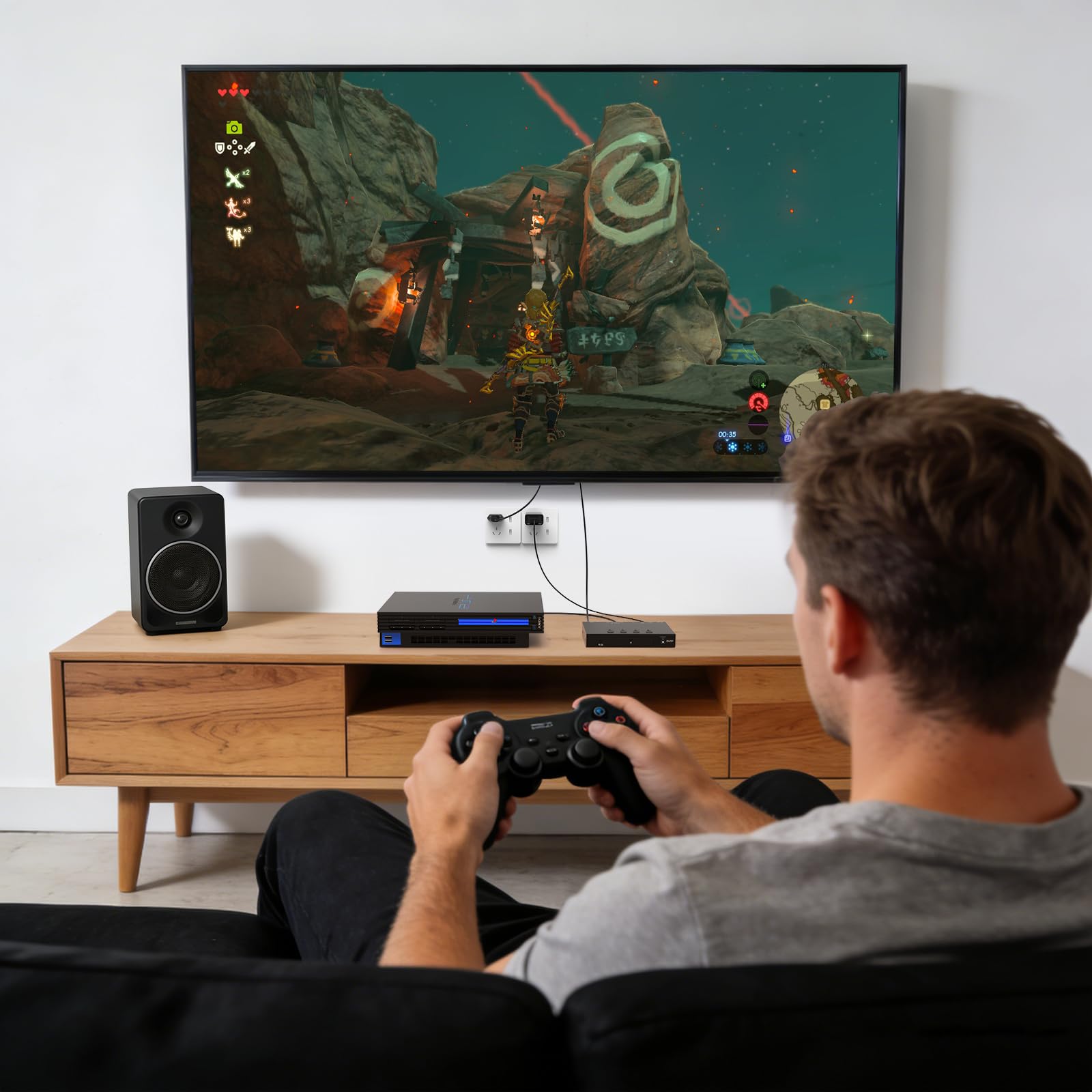 Commutatore RCA/HDMI 8K 60Hz 3x1, adattatore HDMI 2.0 a 2 vie + 1 convertitore da RCA a HDMI, rapporto schermo 4:3/16:9, supporto 3D per PS1/2/3/4/5, N64, SNES, Switch, DVD, Roku, Fire Stick