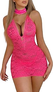 Women Babydoll Lingerie Lace Chemise Halter Nightwear Teddy Dress - Buy now