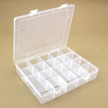 PATILWON Medium Plastic Storage Boxes Grids Organizer with Movable Dividers, Adjustable Compartment for Earring Rings Button Beads Screw
