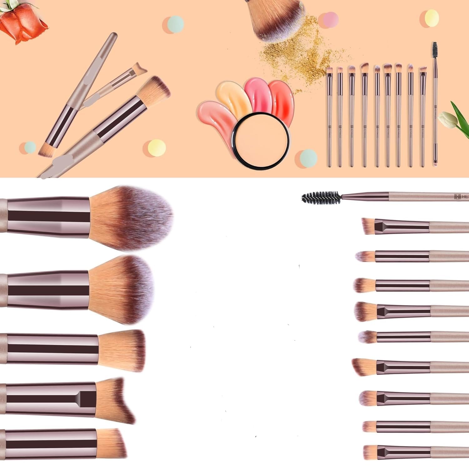Make-up-Pinsel, Make-up-Pinsel-Set, Professionelles Foundation-Make-up Mit Tasche, Hochwertiges Werkzeug