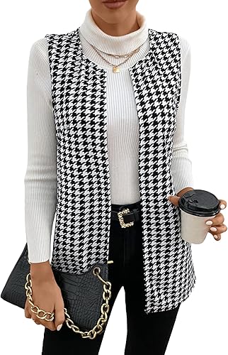 WDIRARA Chaqueta larga sin mangas con frente abierto para mujer