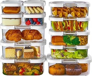 Felli Duo Loc Meal Prep Container for Refrigerator, Leak Proof Stackable Kitchen Tupperware for Leftovers Food Storage Travel Lunch Container, Christmas Gift for Her (Fridge Organizer 12pk)