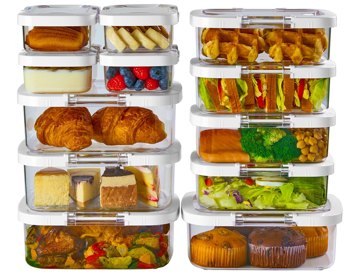 Felli Duo Loc - Contenedor reutilizable para la preparación de comidas, a prueba de fugas, apilable, para sobras, almacenamiento de alimentos, frutas, viajes, almuerzo, aperitivos, caja pequeña y