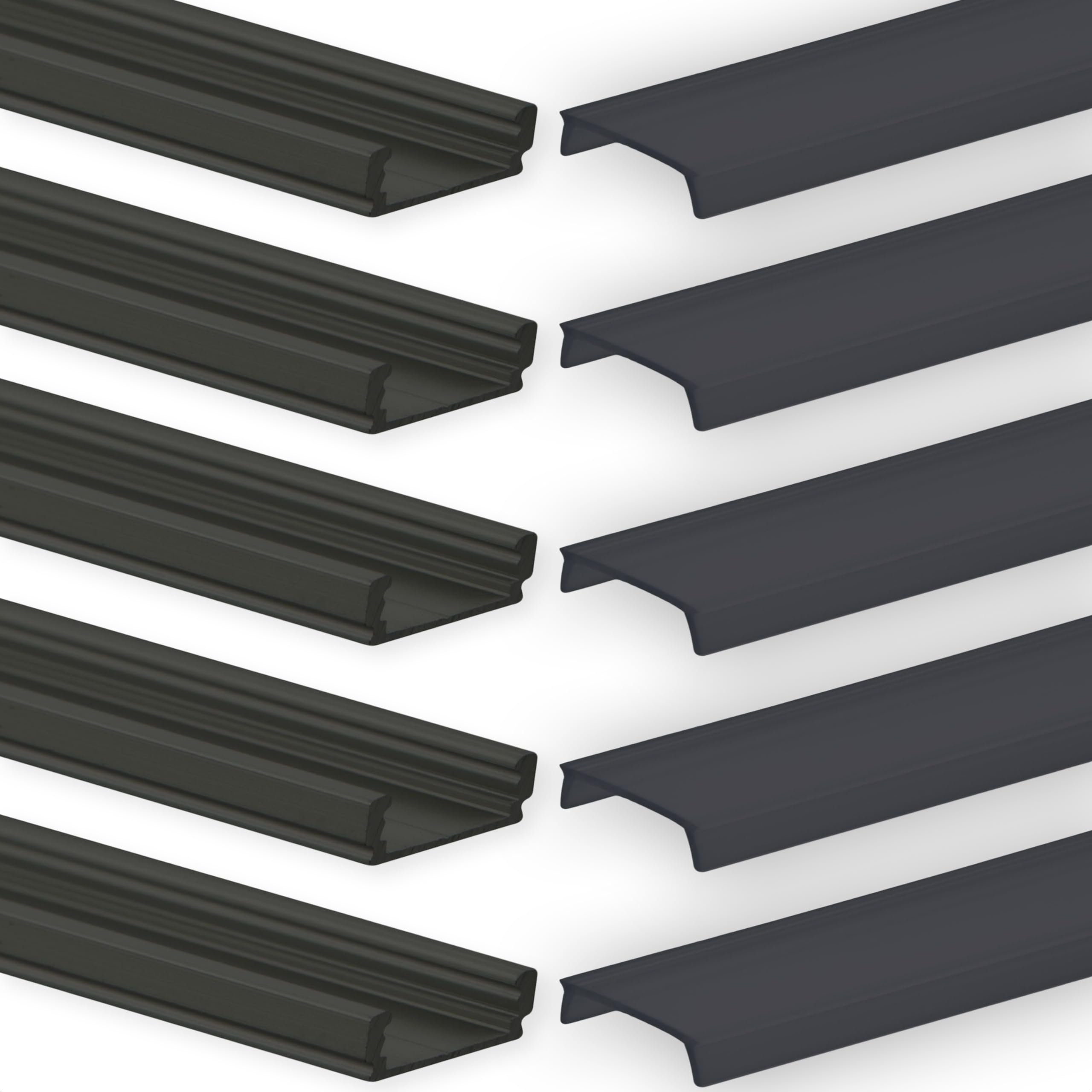 5 Rails Aluminium Pour Bande LED INNOVATE - 2m Avec Couvercle Laiteux - Refroidissement Et Protection