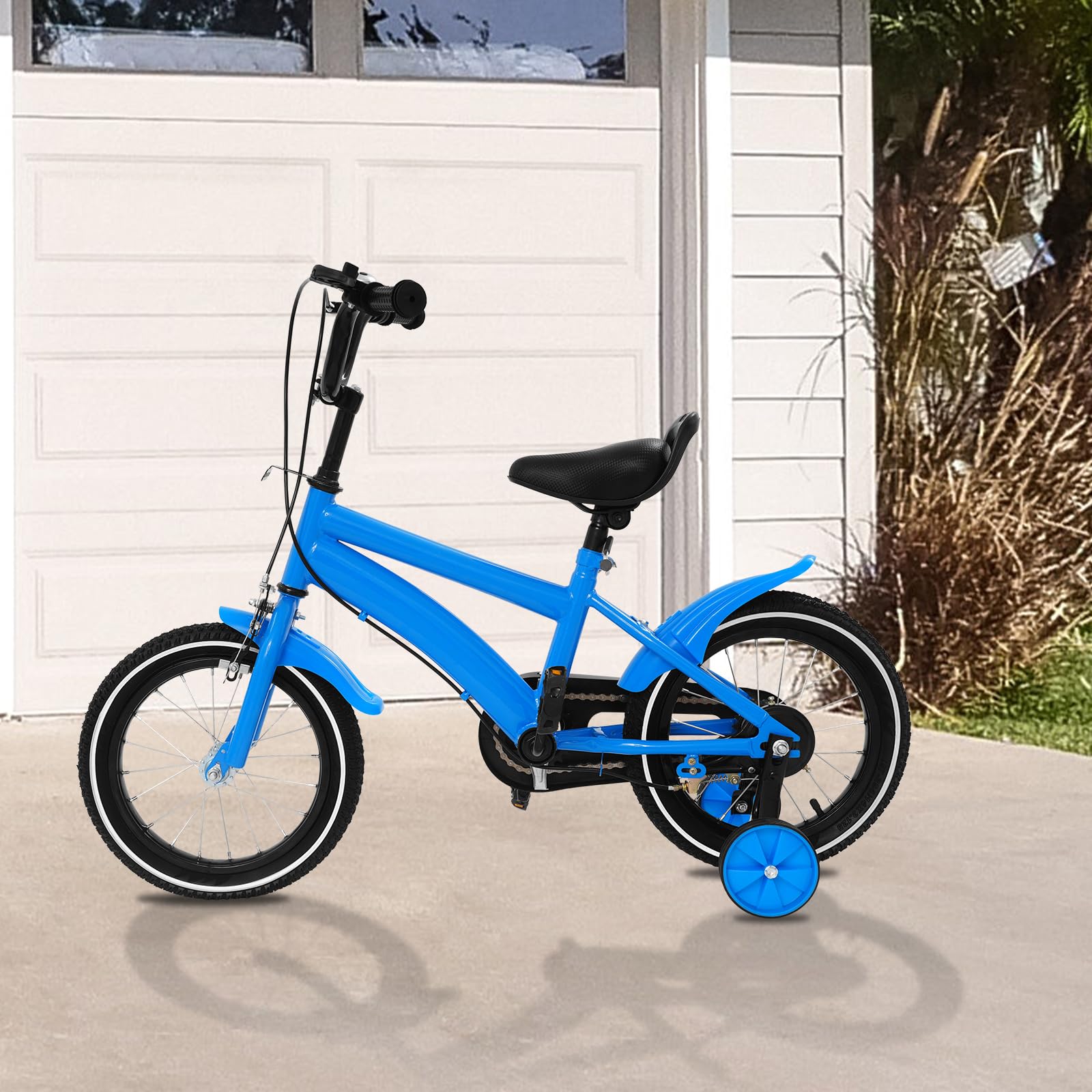 Bicicleta para niños, 14 pulgadas, bicicleta para niñas con una altura de 39,37 – 45,28 pulgadas, bicicleta infantil ajustable con ruedas estabilizadoras