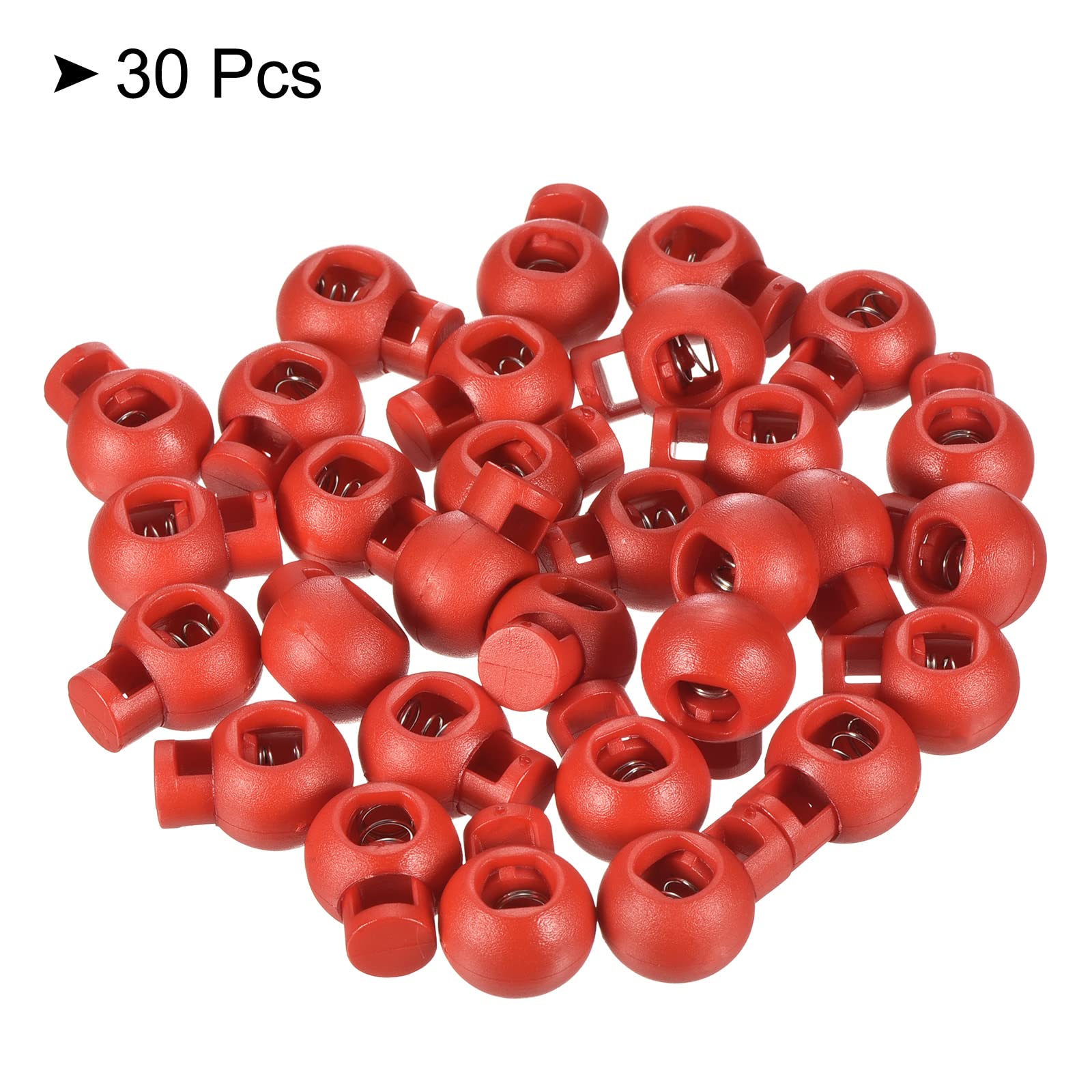 PATIKIL Cord Locks, 30 Pack Ball Spring Toggle Stopper for Drawstring Bag Shoelaces Red, 17x22mm - Image 3