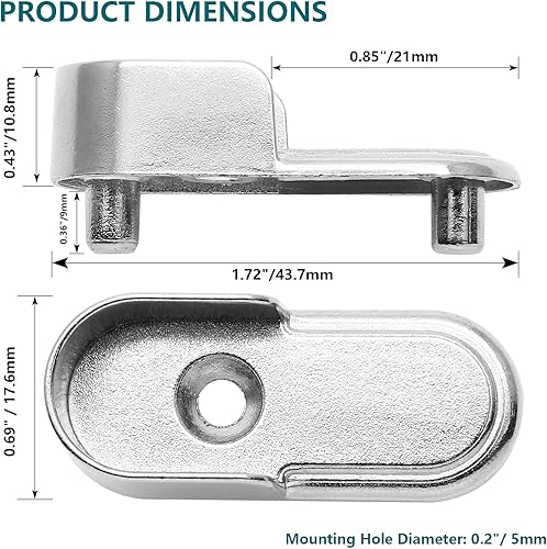 Miniatura 3 de Paquete de 4 soportes ovalados para barra de armario con 1 orificio de montaje, soporte de barra de armario para varillas ovaladas de 0.591 x 1.181