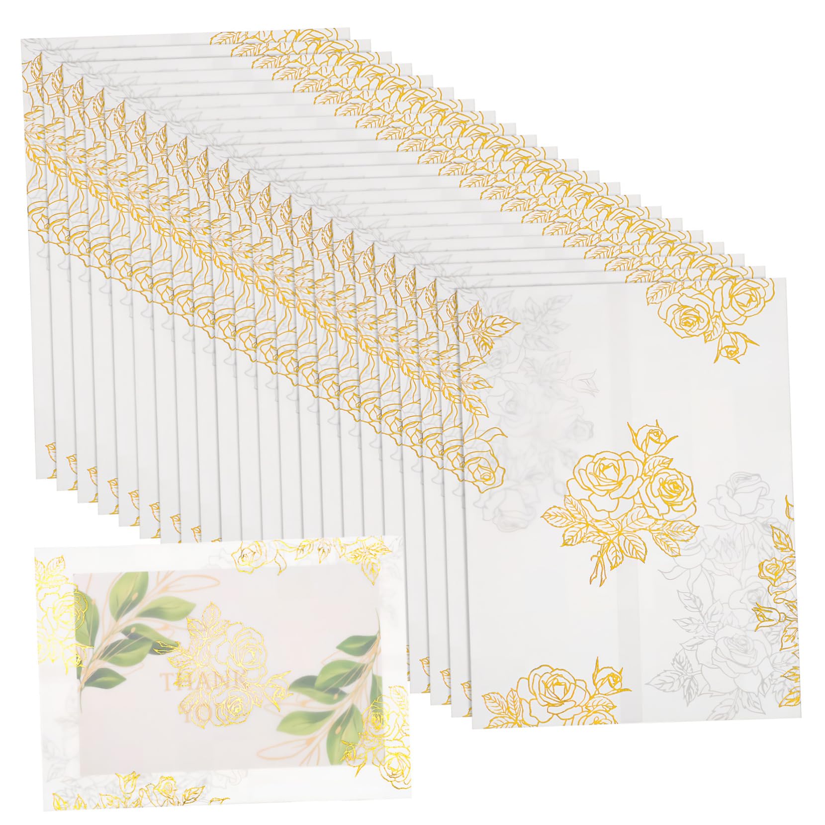 Buste Invito 50 Pezzi Carta Offset Bifacciale per Feste | Motivi Floreali Eleganti, Struttura Robusta e Pratica da Trasportare, per Compleanni e Shower