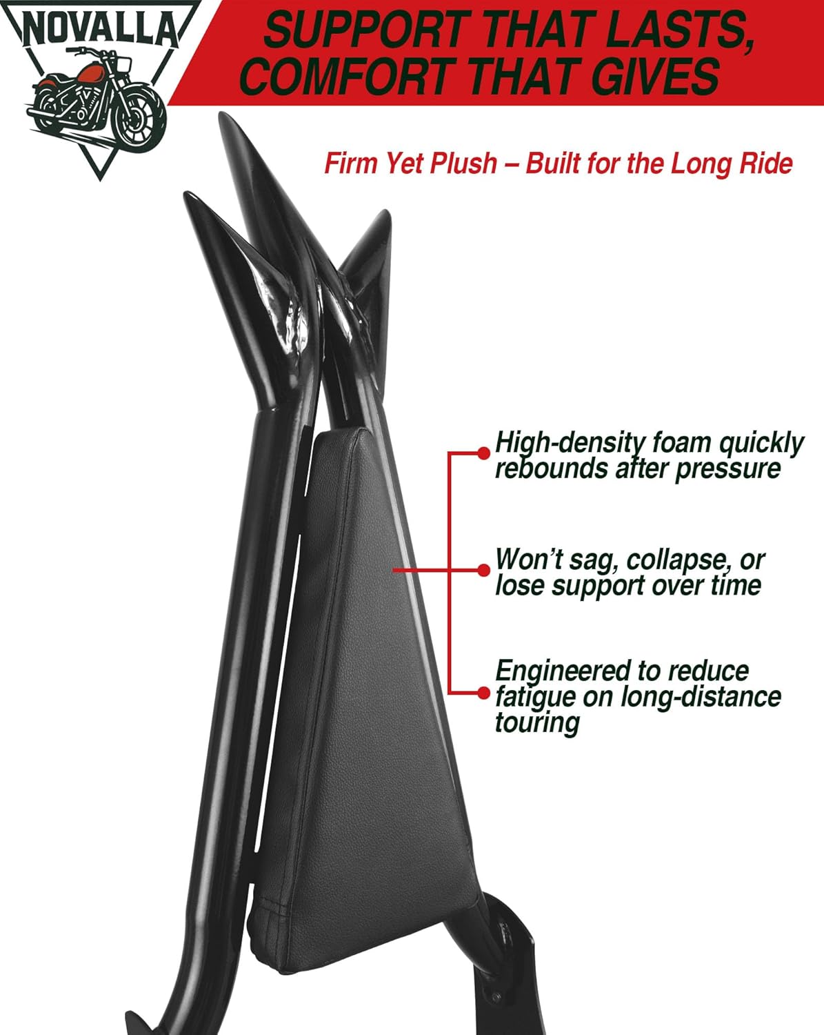 26 Inch Detachable Rear Passenger Backrest Quick Release Compatible With Road King Road Glide Street Glide Electra Glide Road King 1997-2008 (08-BLACK)