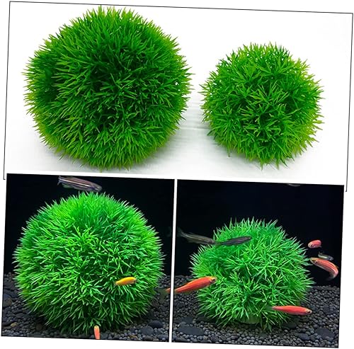 Miniatura 5 de Peces de plantas acuáticas s 6 piezas de bola de hierba artificial verde plástico acuario decorar decoración del hogar planta sintética acuario bola