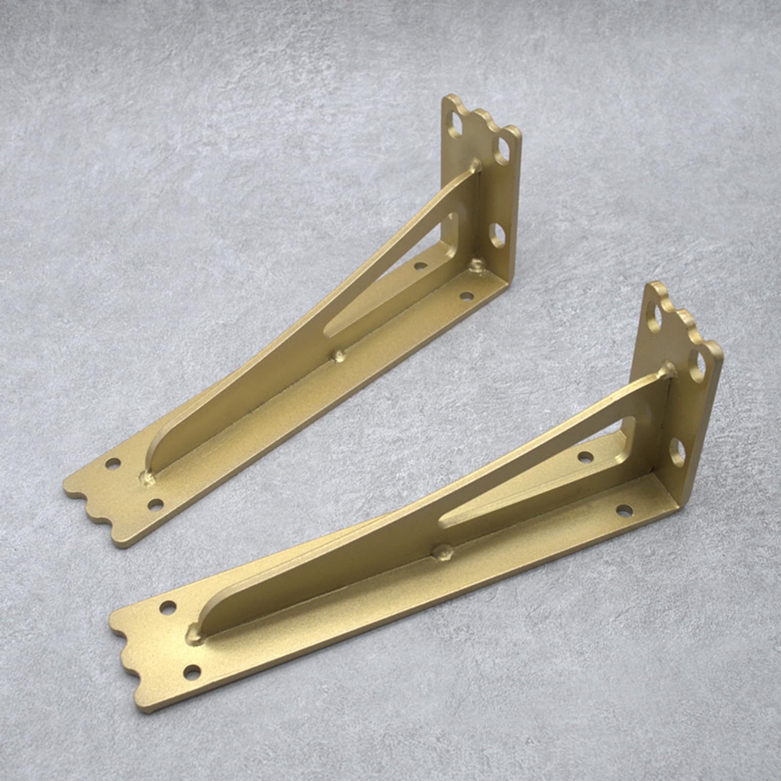 2 Pezzi Reggimensola Ferro,Staffe per Mensole Pesanti,Staffa Supporti per Mensola a Parete Triangolare 90 Gradi Angolo Retto,per Casa,Cucina e l'ufficio,con Viti,Oro (35cm x 10cm)