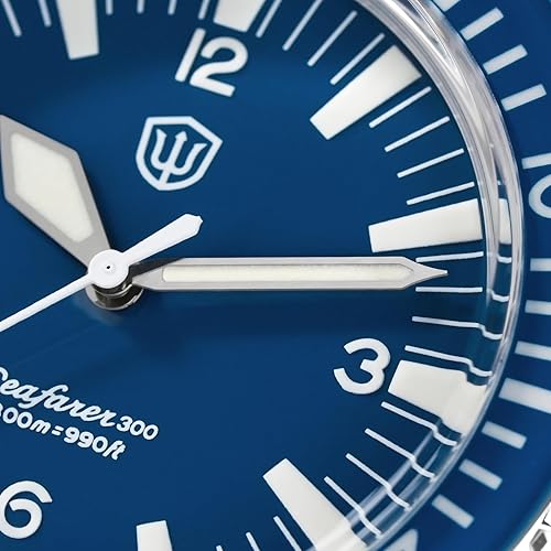 Miniatura 6 de watchdives WD1967Q Japón VH31 Reloj de buceo para hombre, con movimiento de cuarzo, 1.49 pulgadas, sombrero superior, burbuja, reloj de pulsera Azul