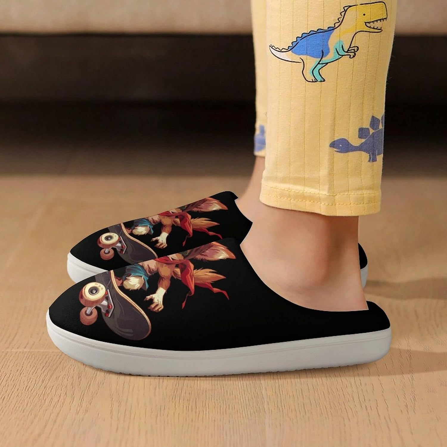 Skate Chihuahua Cute Cotton Slippers Anti-slip House Shoes Funny Slipper Indoor Outdoor