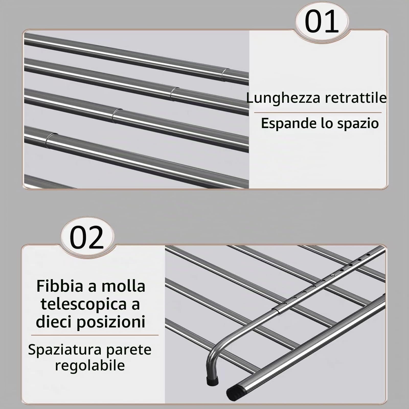Stendibiancheria da Parete Stendibiancheria Espandibile, Stendibiancheria per Balcone Davanzale Ribaltabile Stendino Salvaspazio, per Uso Esterno, Stendino da Appendere alla Ringhiera