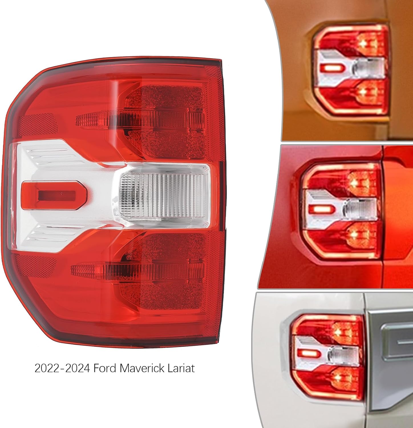Left and Right LED Taillight Assembly for 2022-2024 Ford Maverick Lariat, Direct Replacement Rear Tail Lights Compatible with OEM Part NZ6Z-13404/13405 (Left Driver Side)
