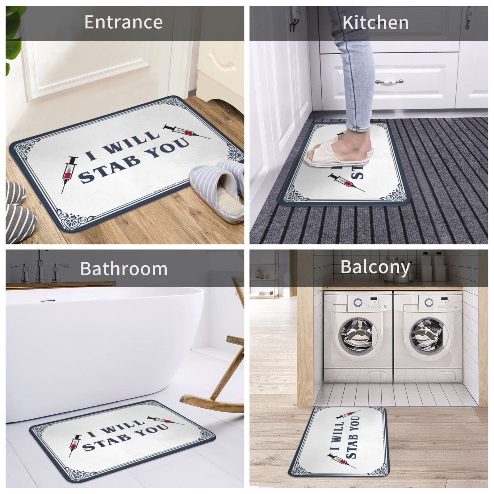 Zerbino invernale con scritta "I Will Stab You", decorazione autunnale per porta e ingresso (65 x 90 cm)