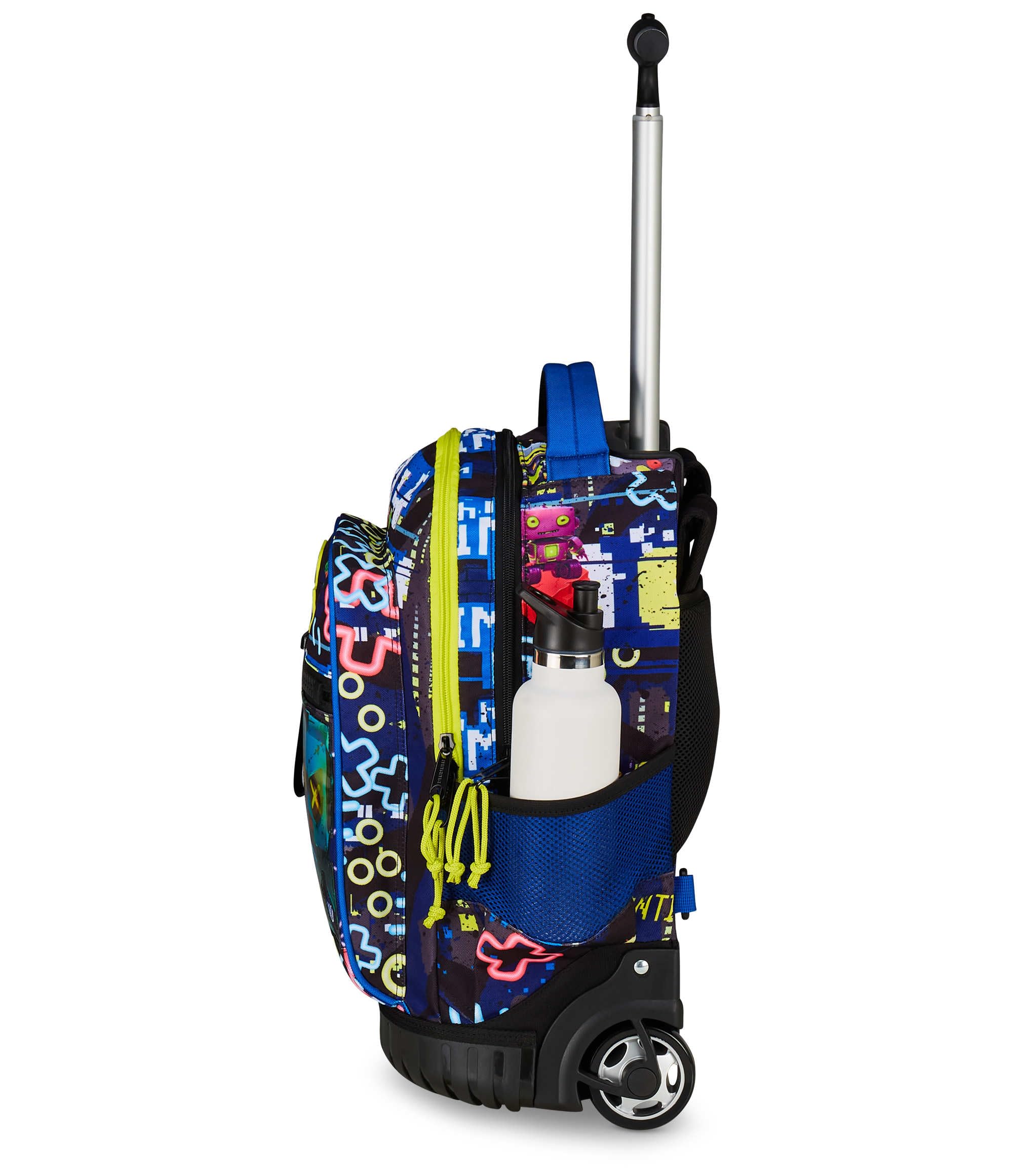 Mitama Trolley Scuola Run Maxi GAMING404, Blu, Doppio Scomparto, Tasca Frontale, 2 Tasche Laterali, Scuola Elementare e Tempo Libero, Bambino