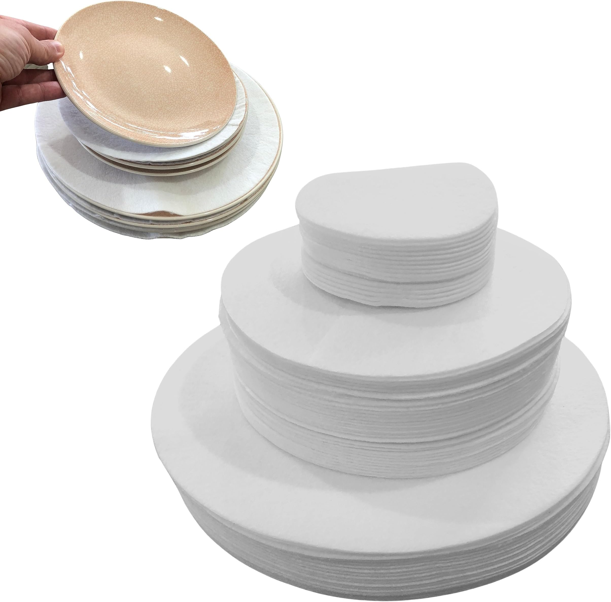 Katai Set of 72 Thick Felt Plate Dividers for China Storage - Premium White Dinner Plate Dish Protectors for Packing and Moving