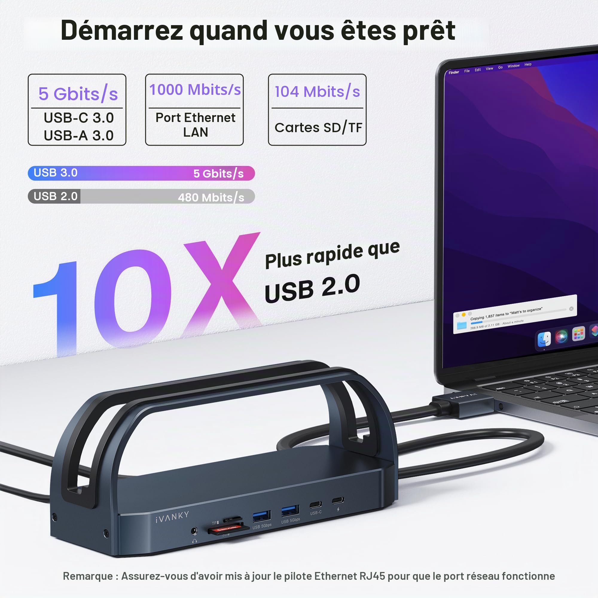 iVANKY 12-en-1 FusionDock 2 Station d'accueil Verticale pour MacBook Pro avec Alimentation 150W, Dock Double écran 4K@60Hz pour Mac M3/M4 Pro/Max 2xHDMI, 96W PD, 6 USB, Ethernet, SD/TF et Audio