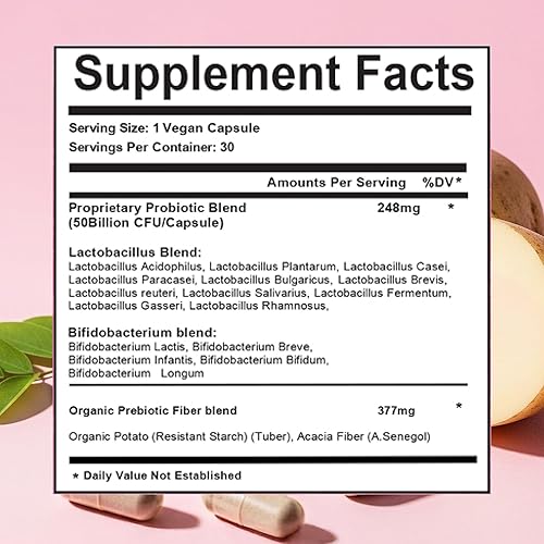 Miniatura 8 de Probióticos vaginales femeninos para mujeres, equilibrio de pH con prebióticos y mezcla de lactobacillus, probióticos para mujer para la salud