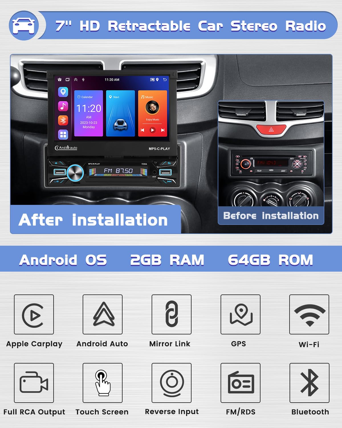 Hikity 2G Car Radio GPS 7 Pollici 1 Din - Dettaglio