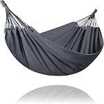 SUNCREAT Extra Large Double Hanging Hammock for Camping, Hammocks for Outside 2 Person Heavy Duty, Dark Gray with Tassels