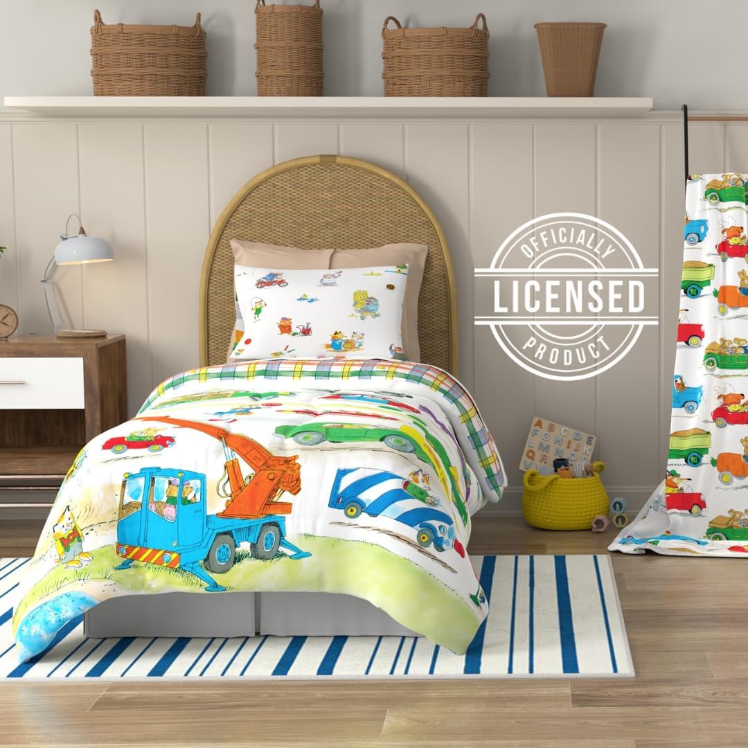 Richard Scarry's Busy World Book Kids Bedding Super Soft Microfiber Reversible Comforter, Twin/Full, (Official Licensed Product) By Franco
