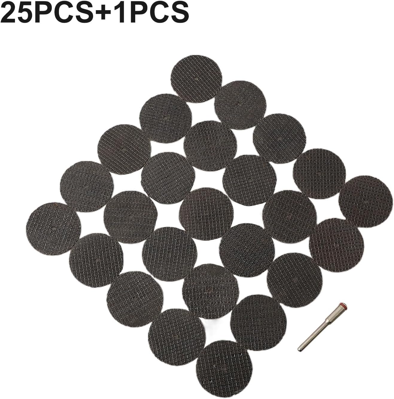 26-Piece Fiberglass-Reinforced 32mm Abrasive Cutting Disc Set for Rotary Tools — /8-Inch Mandrel Metal Cutting Wheels Compatible with Hardened Steel, Wood,