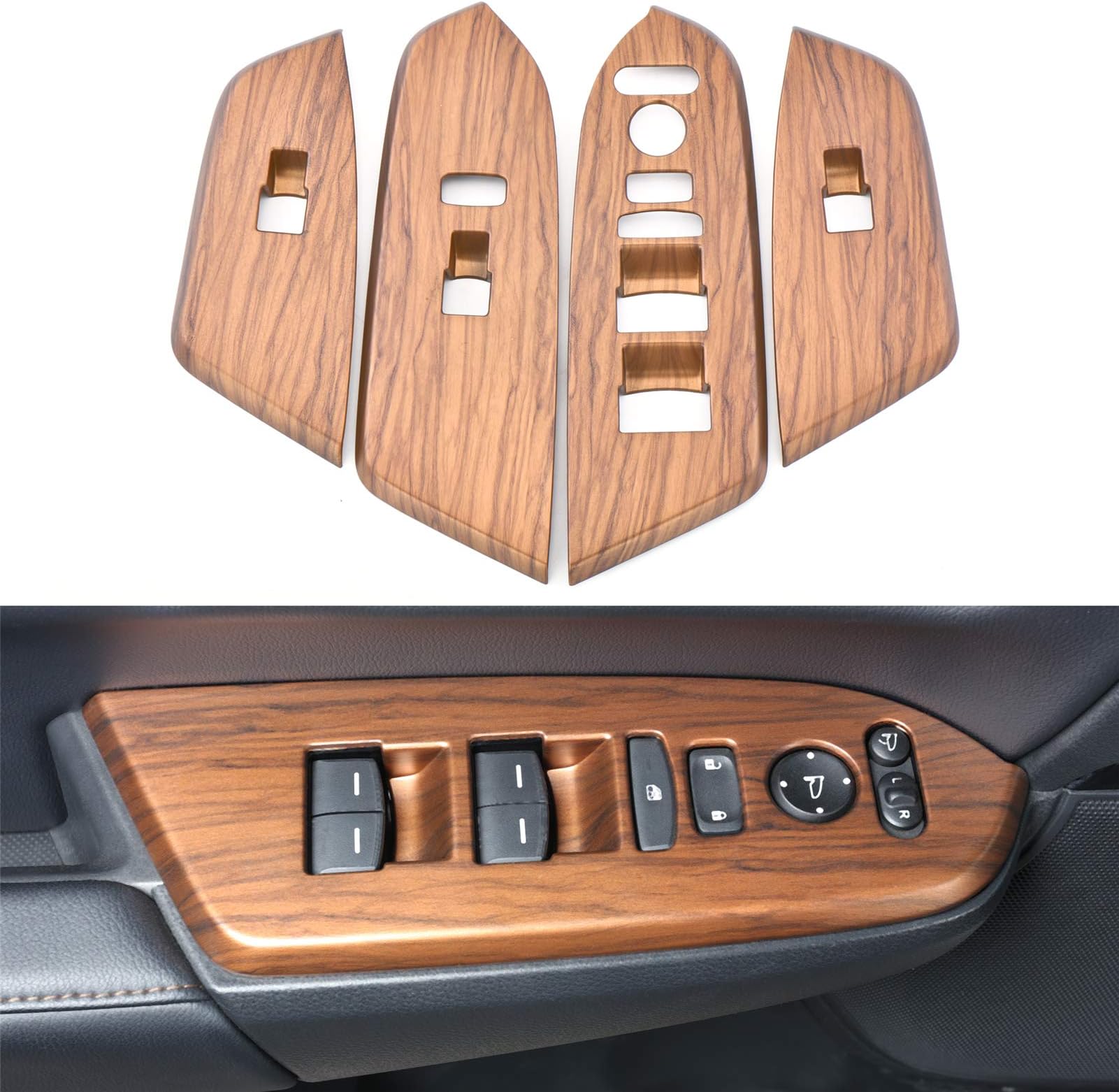 AntBooBoo for Honda CRV Inner Window Switch Panel Cover Peach Wood Grain Trim Interior Accessories for CR-V CR V 2022 2021 2020 2019 2018 2017(Without Rear seat Heating Buttons)