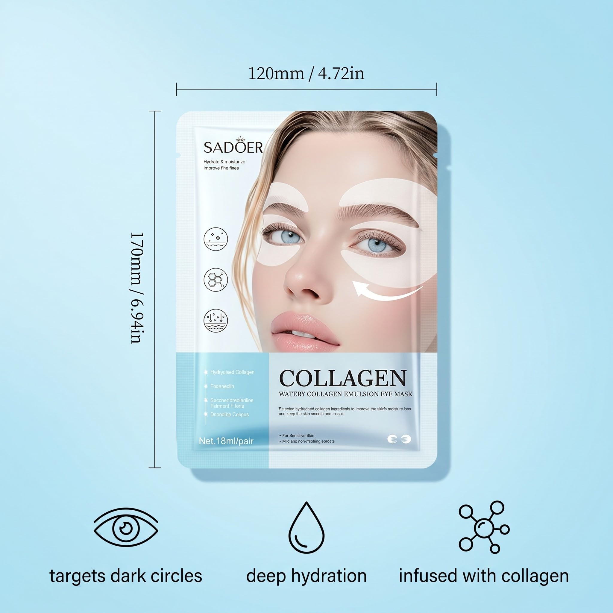 15 Paia Patch Occhi al Collagene per Occhiaie e Borse, Maschera Occhi Idratante e Defaticante per Donna, Trattamento Contorno Occhi con 18ml di Essenza, Effetto Illuminante, Trasparente