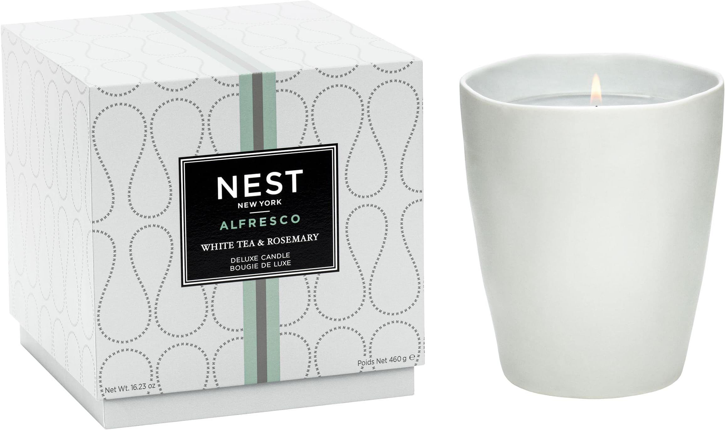 White Tea & Rosemary Alfresco Scented Deluxe, Long-Lasting Candle for Home, 16 Oz