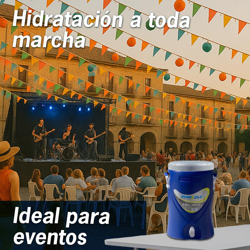 Pinnacle Bidones para Agua – Bidon Agua con Grifo y Dispensador de Agua – Ultra Resistente, con Aislante PU Ideal para Eventos Deportivos y Competiciones (20 litros)